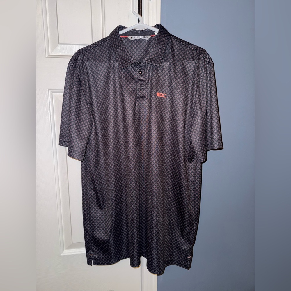 Stylish Black Patterned Polo Shirt